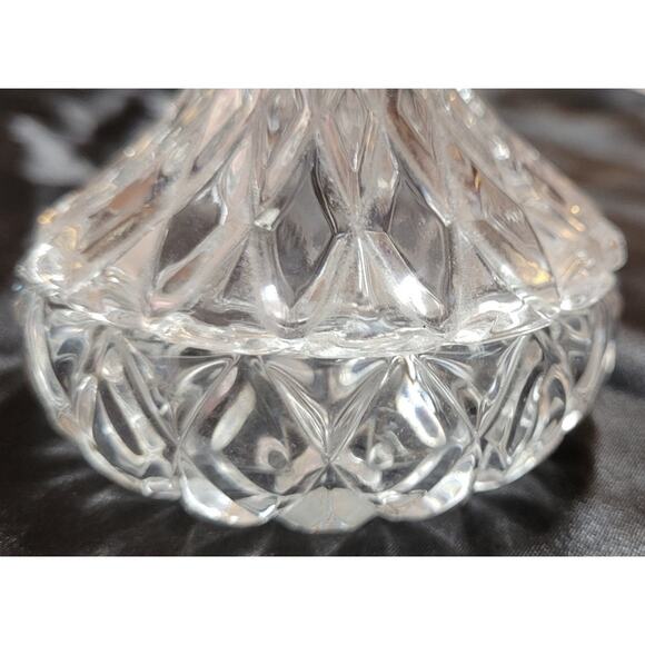 Vtg 1996 Clear Cut Glass Trinket Jar Jewelry Candy Keepsake Teardrop Shape Lid - Picture 5 of 11